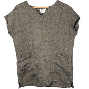 ANDREA JOVINE | Women’s Muted Black 100% Linen Popover Tunic Top size Medium